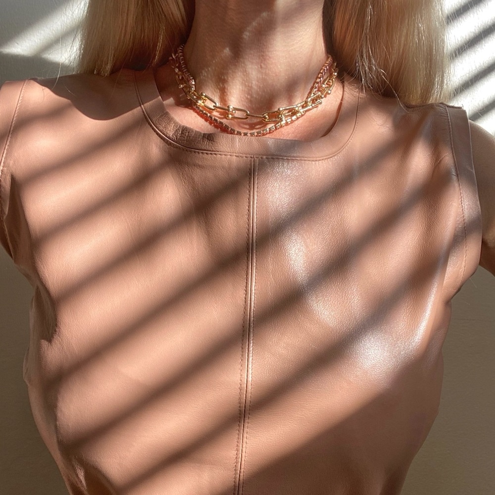 Gold double-chain rose gold crystal choker